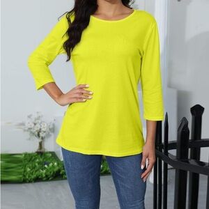 NWT Womens Yellow 3/4 Sleeve Tunic Top / 2XL
